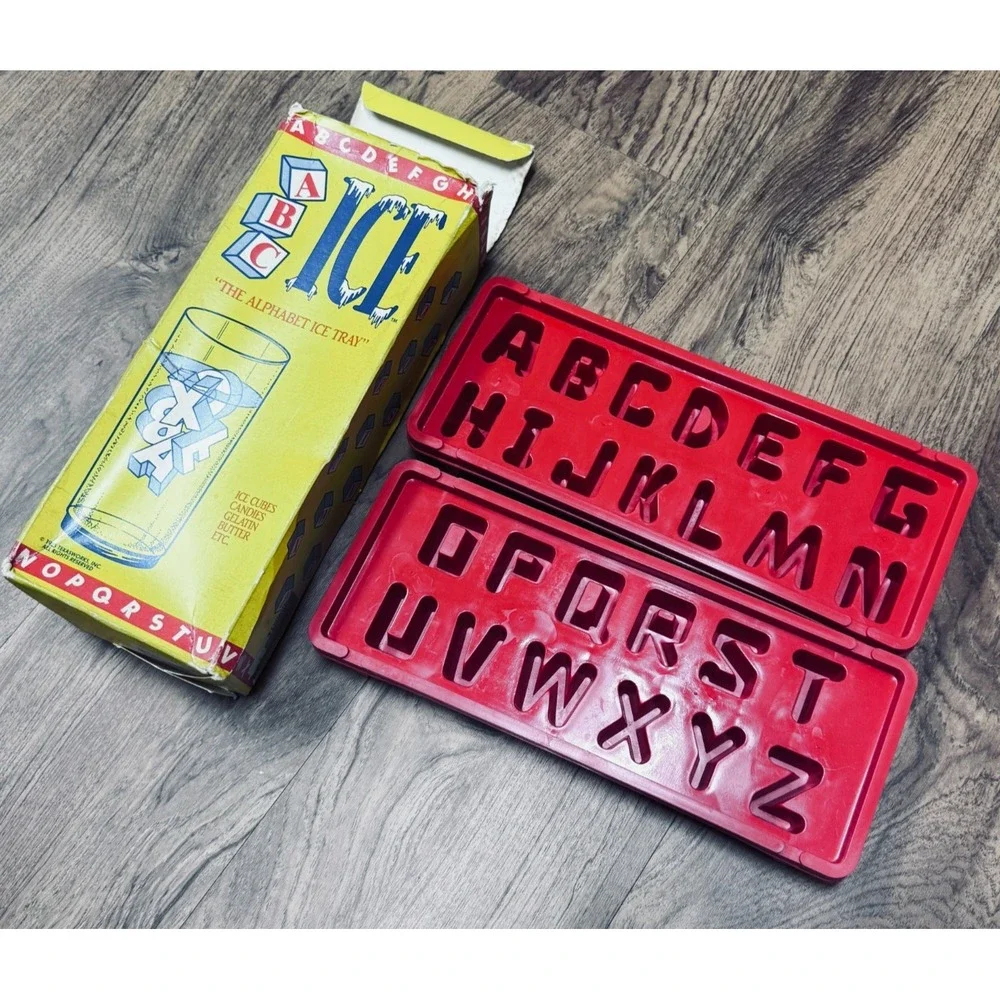 Vintage Ice Cube Tray Mold Alphabet Red Texasworks 1985 Gelatin Birthday USA
